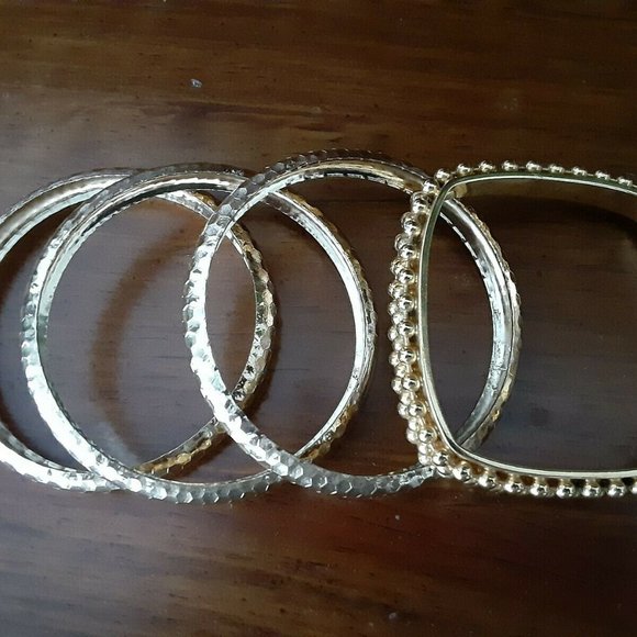 Gold Plated Bangle Bracelets - lot of 7 - Picture 4 of 5